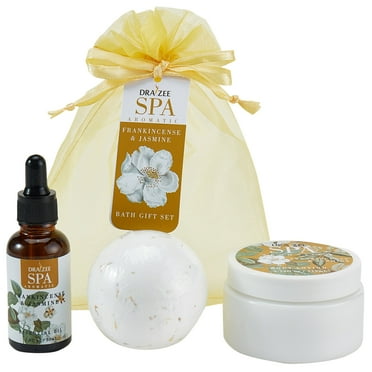 Draizee Luxury Bath Gift Set for Women Jasmine Fragrance Body Lotion Oil Bomb