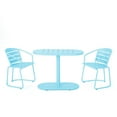 thumbnail image 7 of Christopher Knight Home Minimalist 3-Piece Outdoor Bistro Set, Oval Table & Slatted Chairs, Matte Light Blue, 7 of 7
