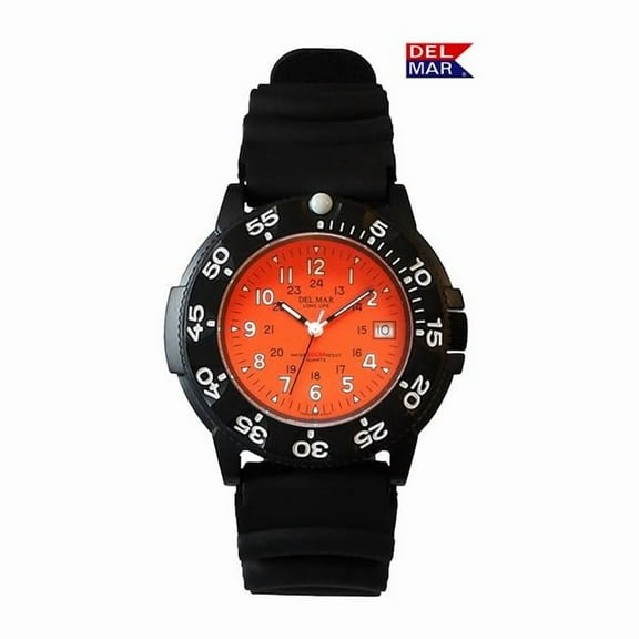 Del Mar Watches 50510 Men's Sand Key Dive 200 M Orange Face & Black Strap 0