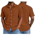 thumbnail image 7 of Guluxicc Men's Casual Button Down Shirts with Pockets Collared Loose Short Sleeve Cotton Shirts Office Work Tops, 7 of 7