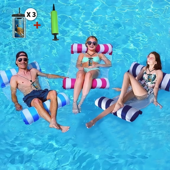 Zowgari 3Pcs Pool Float Hammock,Pool Float Loungers,Water Hammock Lounge,Swimming for Adults