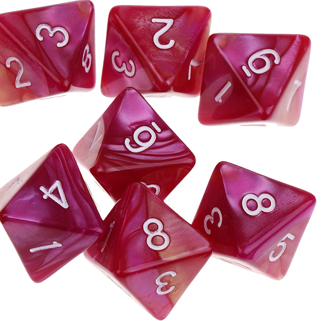 10PCS D8 Polyhedral Game Dice for  Party Purple Red 