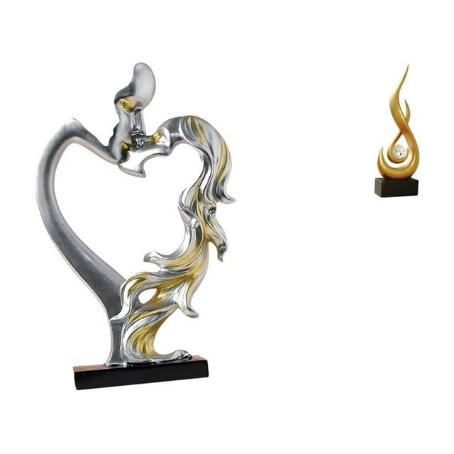 Figura abstracta de pareja besándose, estatua de fuego, adorno de escritorio coleccionable para dormitorio, boda, estantería, armario, decoración del