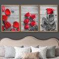 thumbnail image 3 of wall26 3 Panel Framed Canvas Wall Art - Black and White Roses with Touch of Red Color - Giclee Print Gallery Wrap Modern Home Art Ready to Hang - 24"x36"x3 Natural, 3 of 5