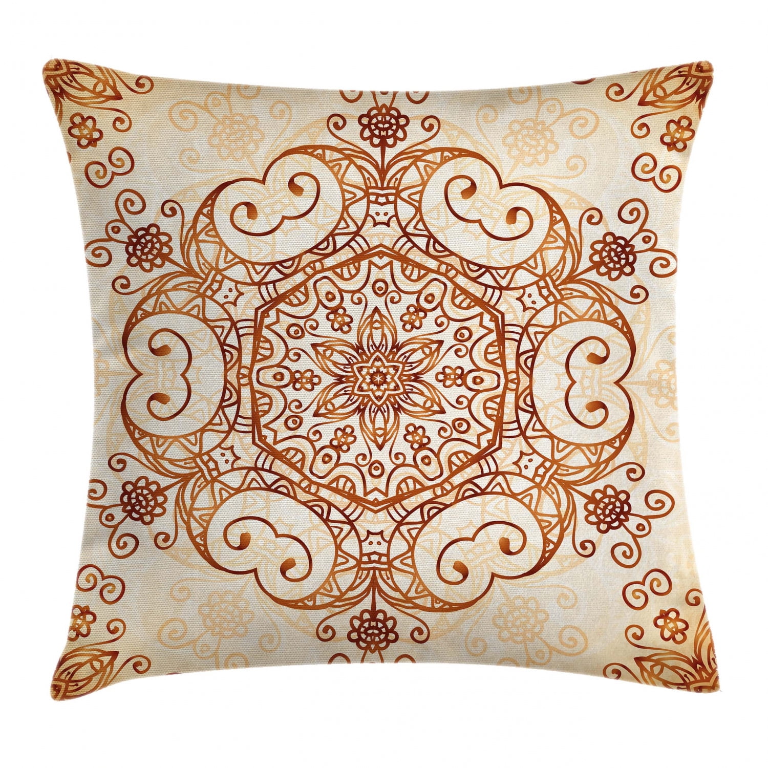 Vintage Throw Pillow Cushion Cover, Ornamental Abstract Floral Pattern