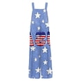thumbnail image 6 of JULMCOMO American Flag Jumpsuits for Women Independence Day Cotton Linen Summer Patriotic Rompers 250th Year Wide Leg Sleeveless Stars Stripes Pants with Pockets Sky Blue M, 6 of 6