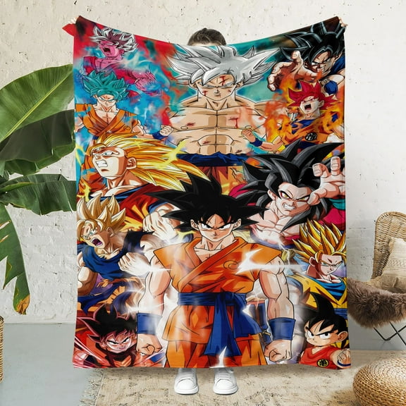 Dragon Ball Flannel Blanket Sofa Cartoon Bed Blanket Lightweight Seasonal Blanket for Bed Sofa Office Picnic Travel