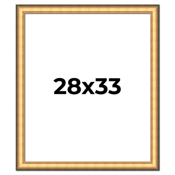 28x33 Frame Gold Plein Aire Solid Wood Picture Frame Width 2 Inches | Interior Frame Depth 0.5