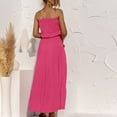 thumbnail image 5 of Off Shoulder Strapless Sleeveless Dress Solid Color Summer Party Coverup Flowy Maxi Dress Hot Pink Size XL, 5 of 9