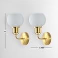 thumbnail image 3 of SAFAVIEH Huron G14 Satin Brass Metal Wall Sconce with White Glass Shade, Set of 2, 3 of 17