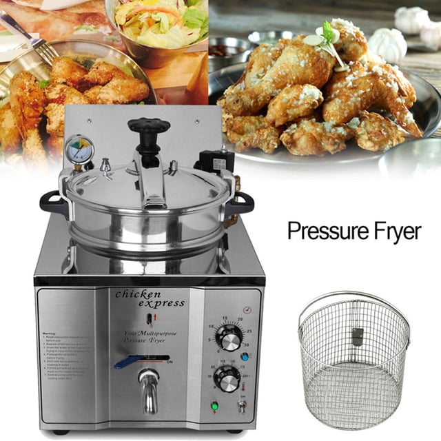 PreAsion Poêle à Poulet Frit Haute Pression Friteuse Électrique Friteuse à Pression Acier Inoxydable 16 L