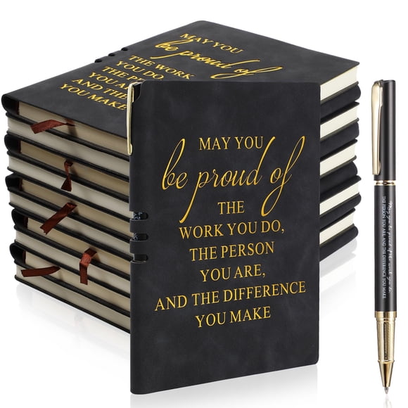 Kosiz 40 Pcs / 20sets Valentines Employees Appreciation Gifts Bulk Inspirational A5 Leather Notebooks Journal with Motivational Ballpoint Pen for Cow