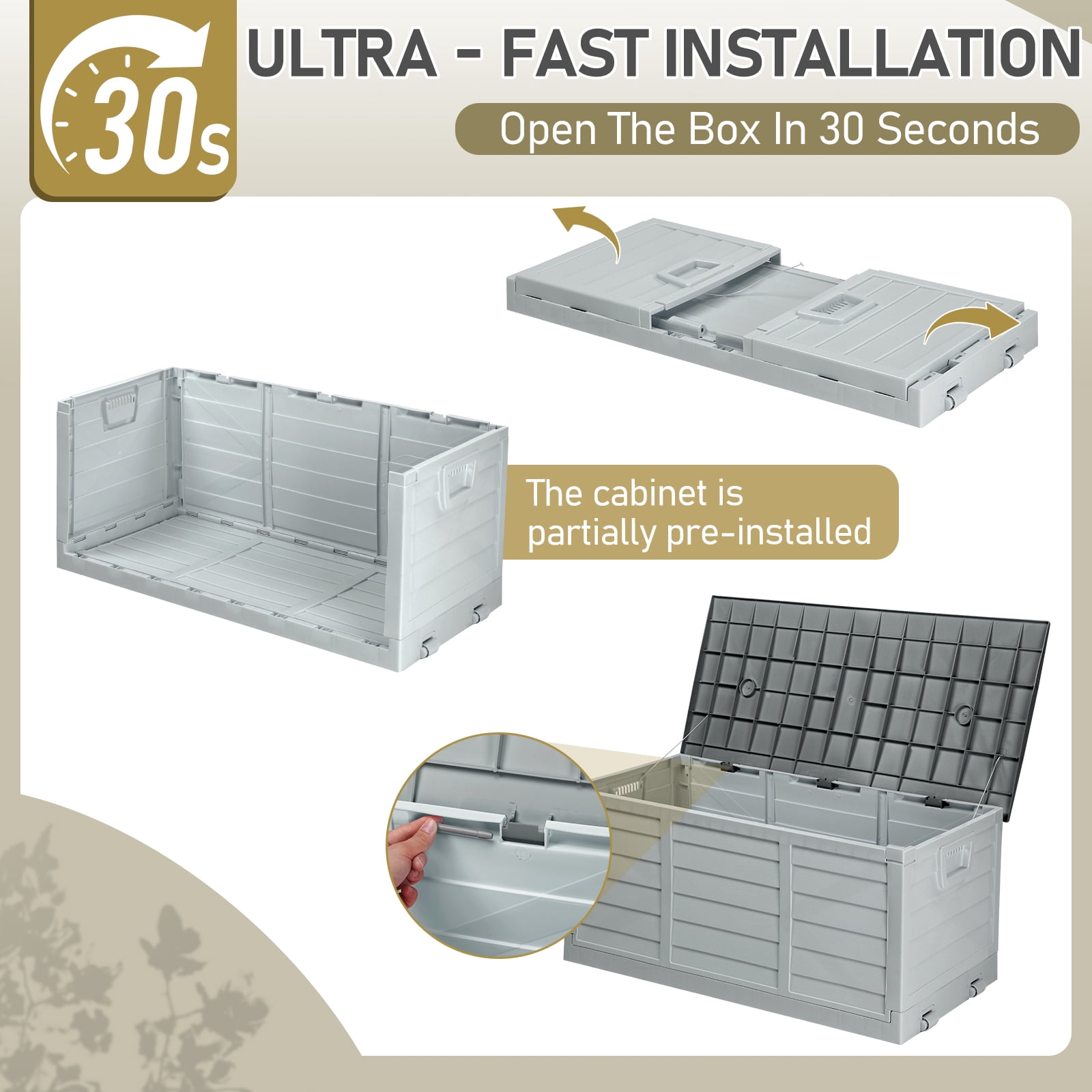 Ktaxon Outdoor Garden Plastic Storage Deck Box, 75gal Capacity