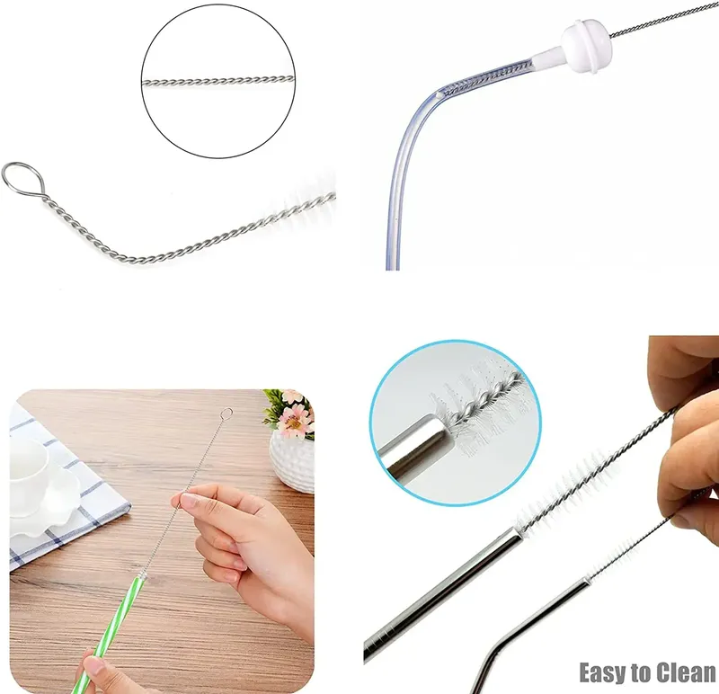 10pcs Pipe Tube Brush Pipe Cleaning Brushes Nylon Bristle Drinking Straws Cleaner Brush for Washing Kettle Spout Teapot Nozzle