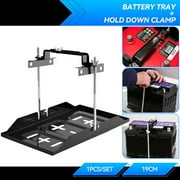 OEMASSIVE 19cm Metal Universal Storage Battery Holder Adjustable Tray + Hold Down Clamp Bracket Kit