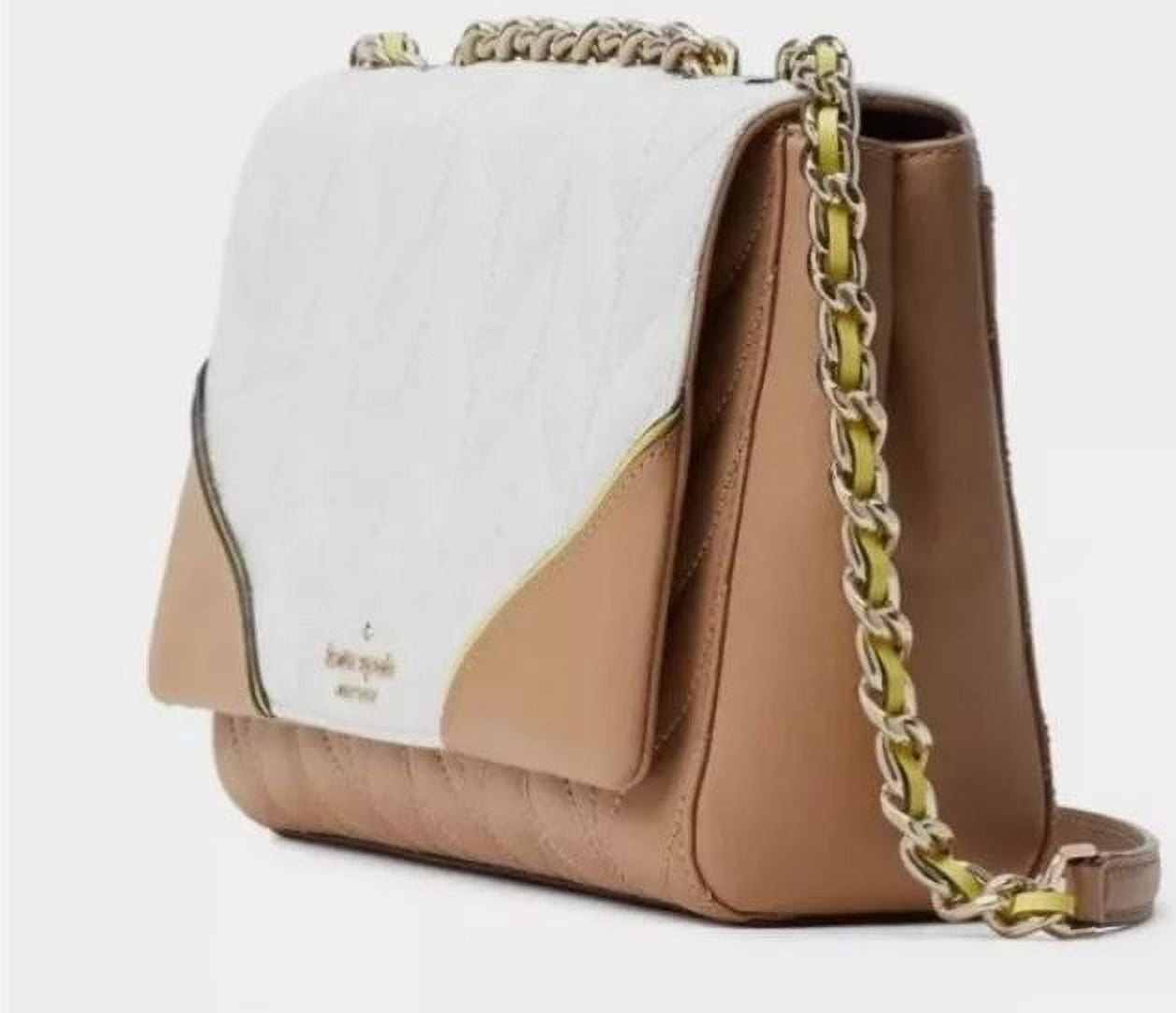 Kate Spade New York Adult Leather Quilted Clutch Cross Body Bag, White/Dove Multi