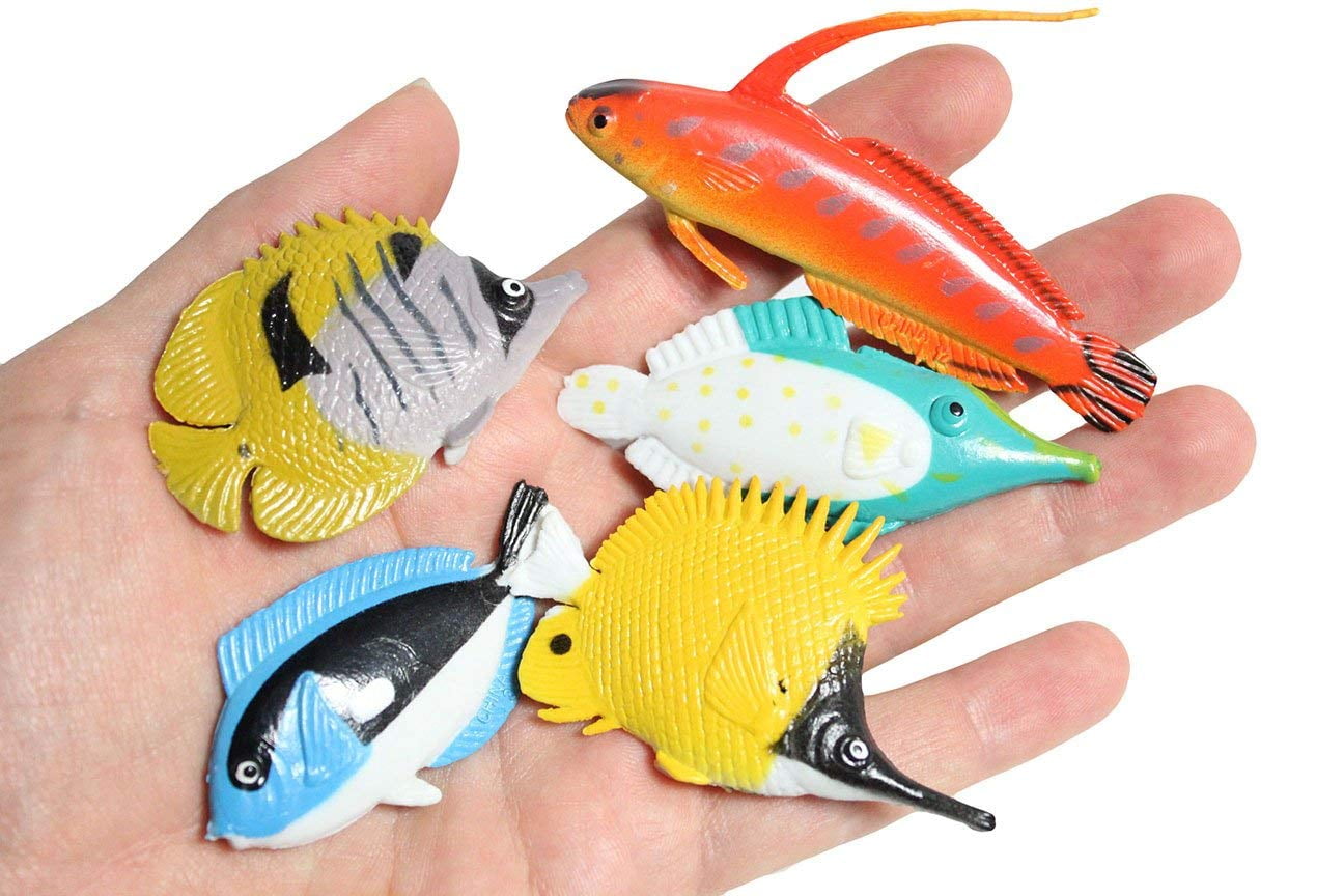 Tropical Fish Animal Figurines - Mini Fish Action Figures Replicas -  Miniature Ocean, Fish, Aquatic Toy Animal Playset 