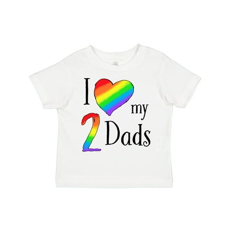 

Inktastic I Love My Two Dads- Pride Rainbow Heart Gift Toddler Boy or Toddler Girl T-Shirt