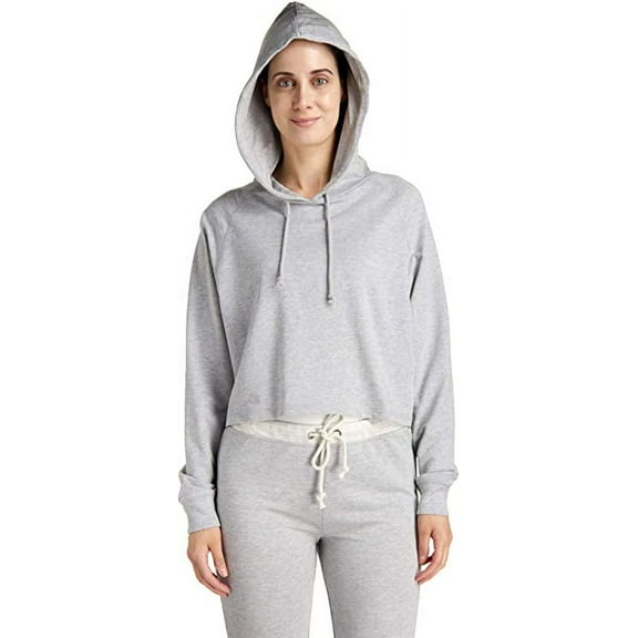 Joe's Women's Lounge Around Crop Hoodie, Light Heather Grey, Medium