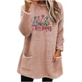 thumbnail image 2 of Pincandy 2025 Winter Womens Fleece Pullover Sweater Sherpa Warm Sweatshirts Long Sleeve comfort hoodie for anxiety Crewneck Tunic Tees Thermal Top, 2 of 4