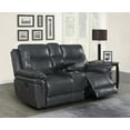 thumbnail image 2 of Steve Silver Isabella Faux Leather Reclining Loveseat with console, Gray, 2 of 6