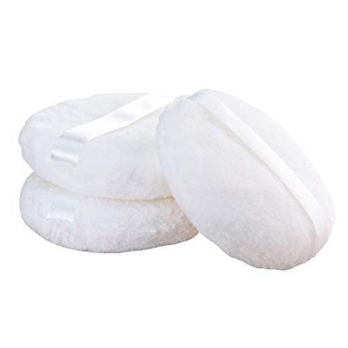 Puff de algodón puro, Puff, para base en polvo, tamaño normal de 3 pulgadas, con correa, mezcla para polvo mineral suelto, polvo corporal, 5 PCS Adepaton LRWJ048-2