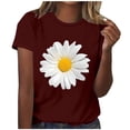 thumbnail image 2 of Womens Round-Neck Blouses Short Sleeved T Shirts Daisy Flower Print Top, 2 of 4