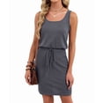 thumbnail image 2 of Women'S Waffle Knit Tank Dress Sleeveless Square Neck Casual Summer Outfit Gray M, 2 of 9