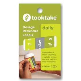 Tooktake Daily Medication Reminder / Vitamin Reminder Labels, Better Than a Pillbox, 4 Labels