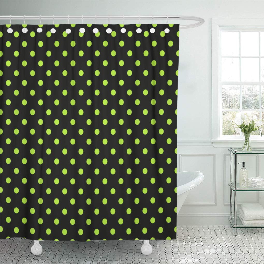 SUTTOM Dots Black and Lime Green Polka Spots Spotty Spotted Shower
