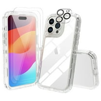 TASHHAR for iPhone 15 Case with Screen and Lens Protector 3 in 1 Reinforced Bumper Shockproof Non-Yellowing Crystal Clear Case iPhone 15 6.1 inch 2023 Phone