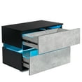 thumbnail image 5 of Hommpa High Gloss 2 Drawer Nightstand RGB LED Modern Bedside Table Gray Bedroom Furniture, 5 of 10
