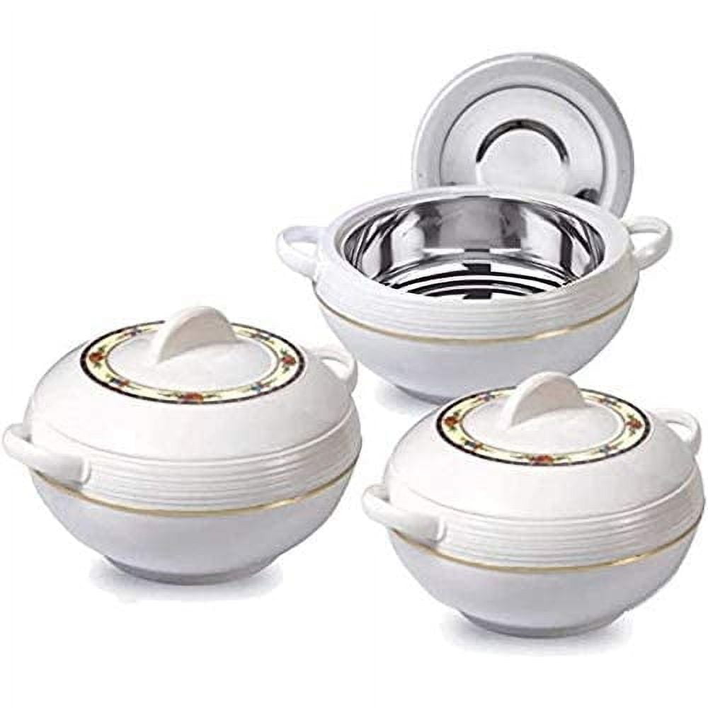 Tmvel Crescent Insulated Casserole Set – 3-Piece Hot Pot Bowls With Lids (2.5L, 3.5L, 5L) For Serving & Warming Food