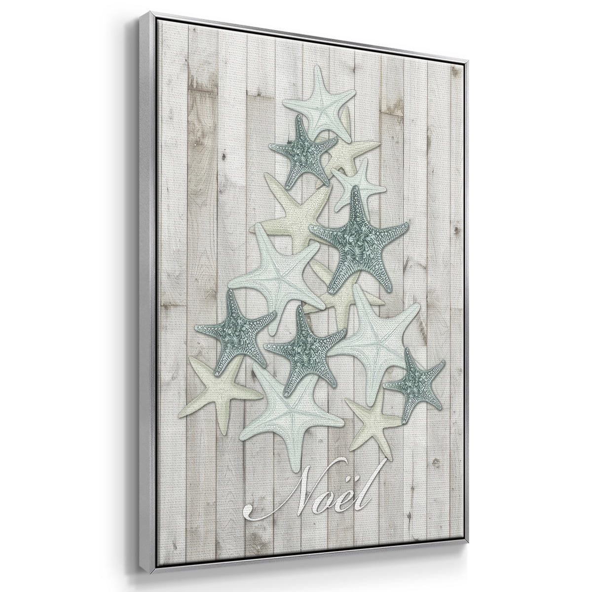 Coastal Christmas IV - Framed Gallery Wrapped Holiday Canvas - 17 x 25 - Silver Frame