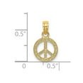 thumbnail image 2 of 14k Gold Mini Peace Sign Flat and Textured Charm 10.1x10.1mm Wide 0.6mm Thick Pendant Necklace for Women, 2 of 2
