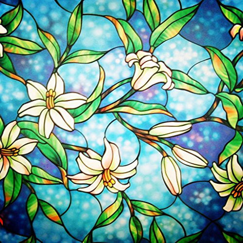 bofeifs Decorative Privacy Window Film Frosted Stained Glass Clings No-Glue Self 