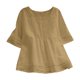 thumbnail image 1 of Top de mujer con cuello redondo y manga media - Camiseta lisa con costuras huecas - Tejido suave y elástico, informal/playa/fiesta, lavar a mano en frío, 1 of 6
