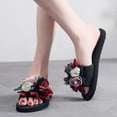 thumbnail image 5 of VerPetridure Black Sandals Women Women's Bohemian Flower Flat Slippers Summer Sandals Non-slip Beach Shoes, 5 of 8