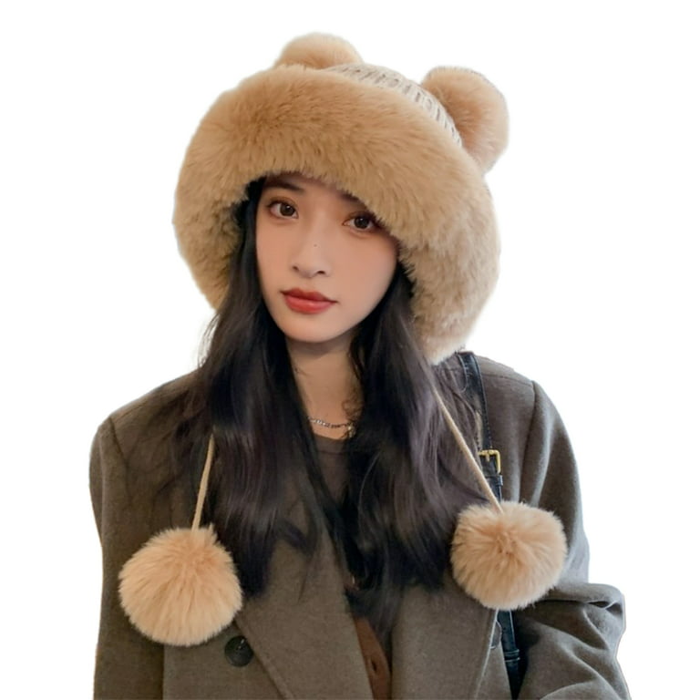 DANKEYISI Fur Pom Hats Plus Velvet Winter Hat Cap For Women Men Warm Fur  Pom Poms Ski Hat Fur Pompoms Hat - AliExpress