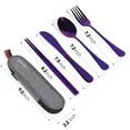 thumbnail image 4 of Travel Utensils with Case, Quatish Portable Silverware Set for Work, Lunch Box Reusable Travel Cutlery Set for Camping, 304 Stainless Steel Fork and Spoon Set(Purple), 4 of 7