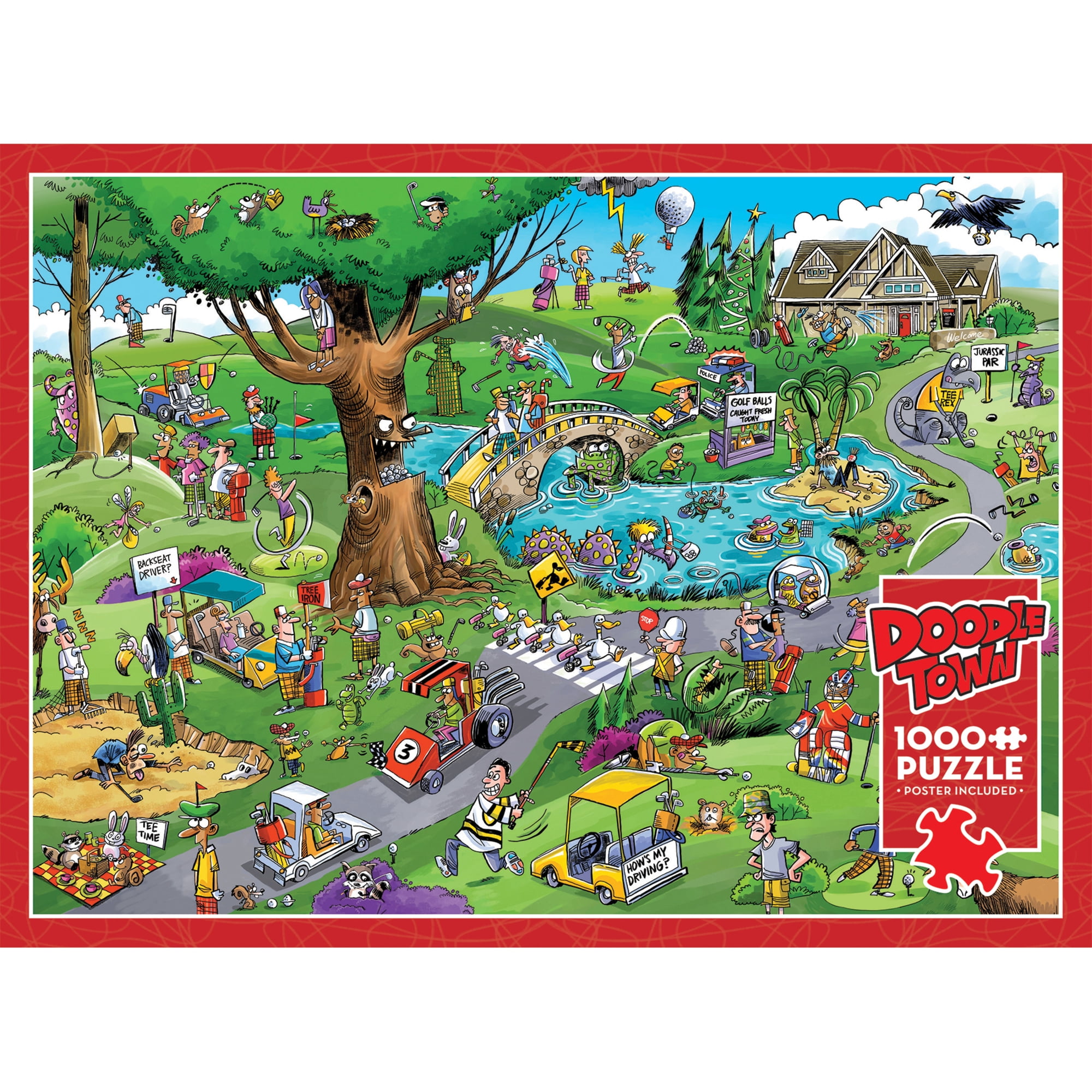 Cobble Hill DoodleTown: Par for the Course - 1000 Piece Puzzle - Reference Poster Included, High Quality Jigsaw