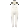 thumbnail image 3 of Guieoi Women Pants Women's Pants Women's Plus Size Mesh Sexy Stitching Fashion Short-Sleeved Round Neck Jumpsuit, 3 of 5