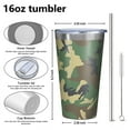 thumbnail image 4 of 16oz Tumblers Green Brown Camo Classic Pattern Stainless Steel Vacuum Insulated Double Wall Travel Tumbler Cups Mug with Lid and Straw,Cleaning Brush for Coffee,Tea, 4 of 4