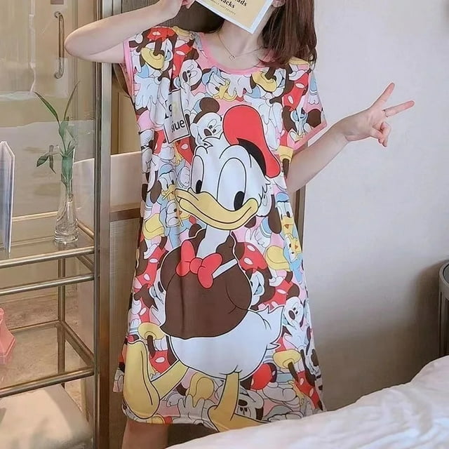 Vestido de dormir de talla grande para mujer, ropa holgada para el hogar, ropa de dormir de talla grande, camisón de maternidad de estilo coreano, pijama cómodo