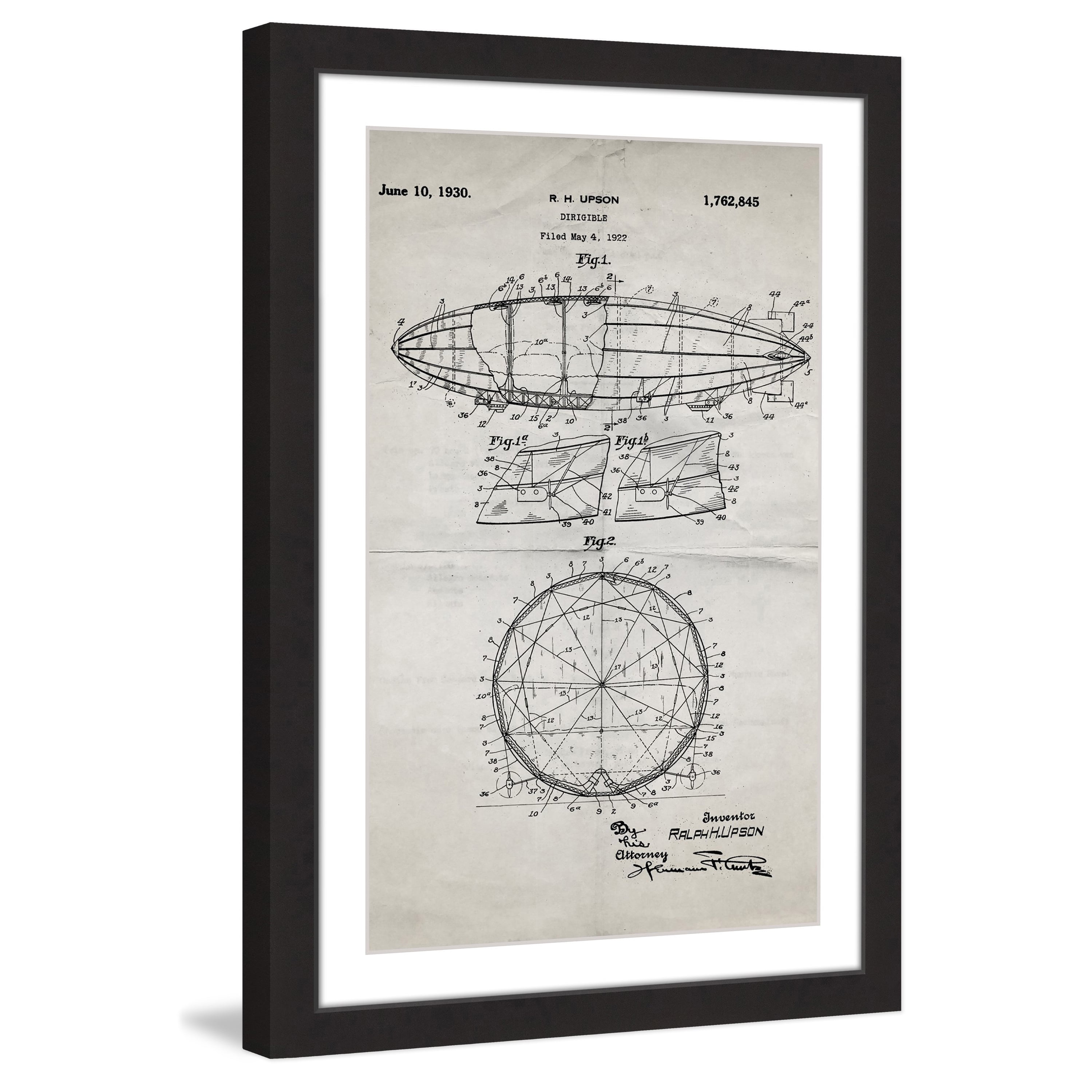 Marmont Hill - "Dirigible 1922 Old Paper" by Steve King Framed Painting Art Print