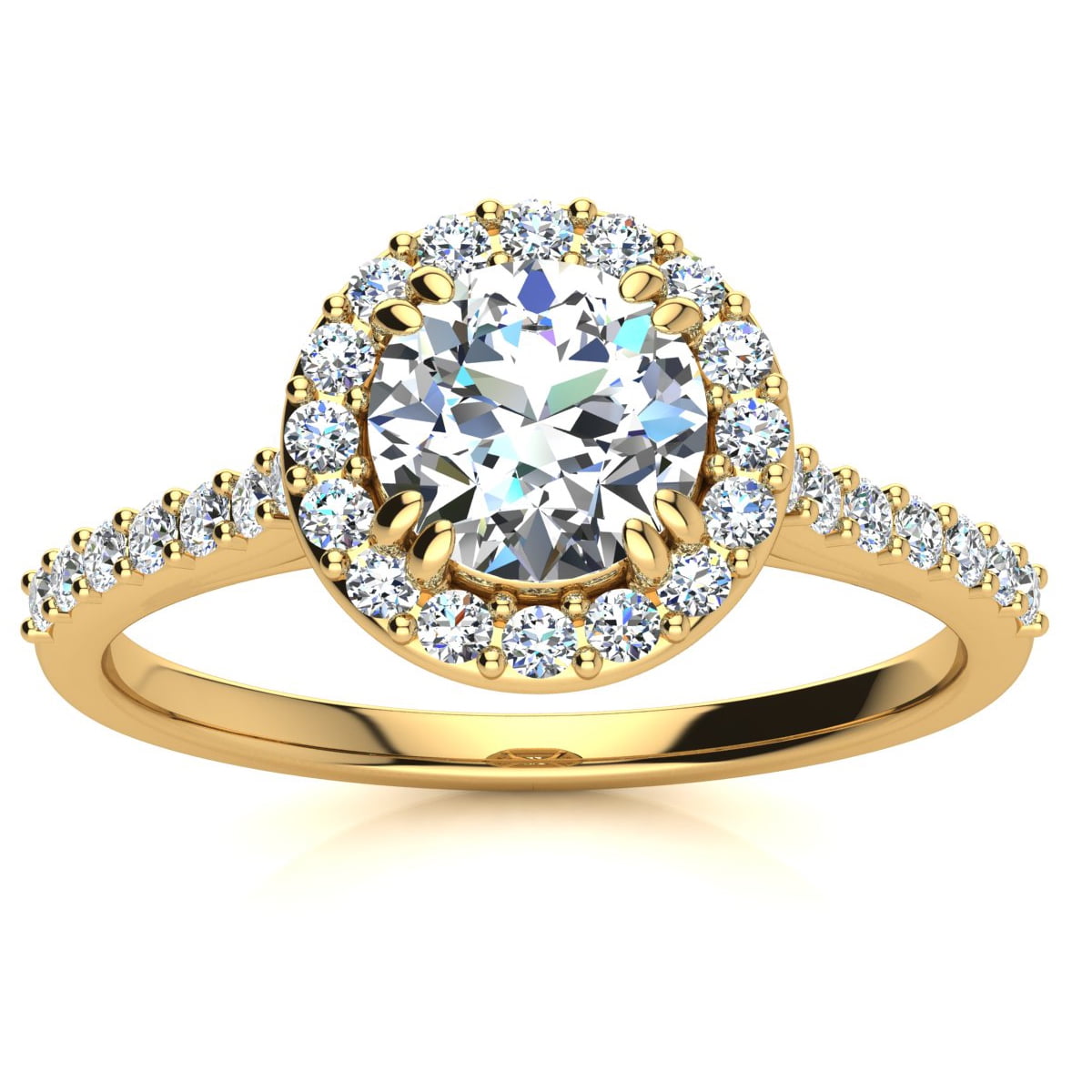 SuperJeweler 1 Carat Lab Grown Halo Diamond Engagement Ring In 14K