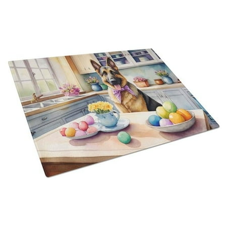 

15 x 12 in. Decorating Easter German Shepherd Glass Cutting Board