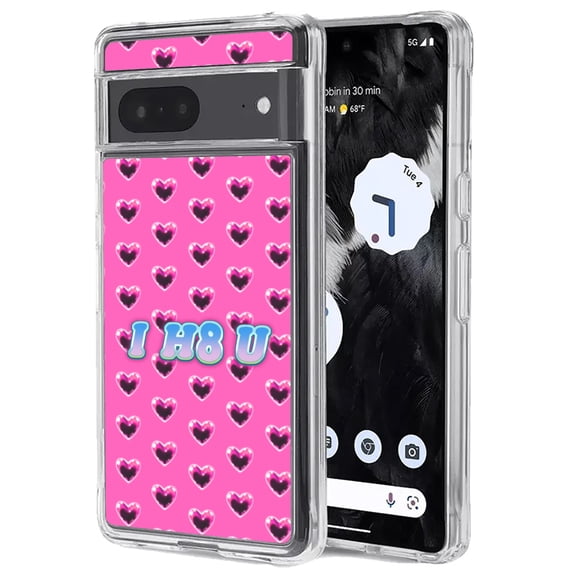 TalkingCase Slim Phone Case Compatible for Google Pixel 7, 6.3", I H8 U With Heart Print, Light Weight, Flexible, Soft, USA