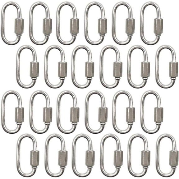 24Pcs Quick Links Stainless Steel D Shape Locking Carabiner Silver 1/8\
