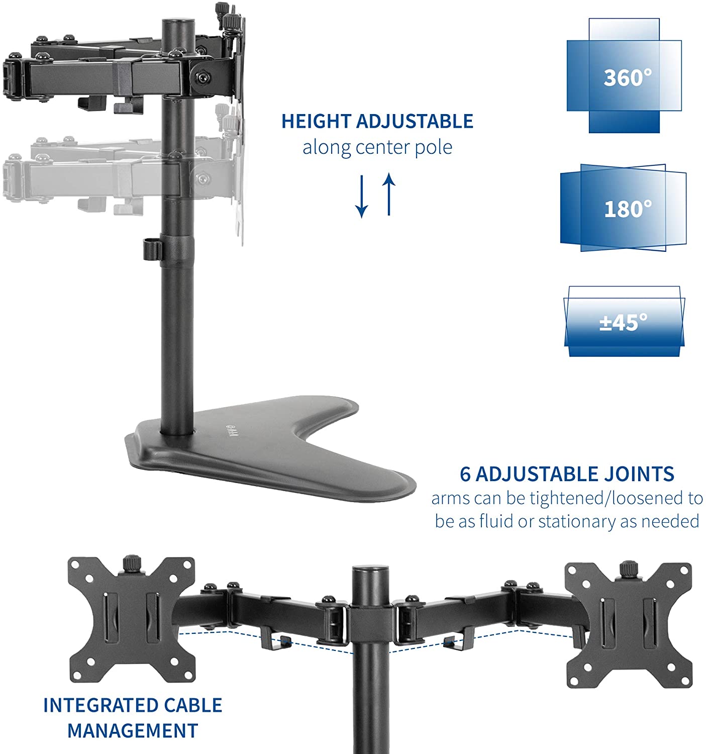 Dual Monitor Free-Standing Desk Stand 